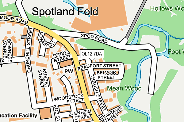 OL12 7DA map - OS OpenMap – Local (Ordnance Survey)