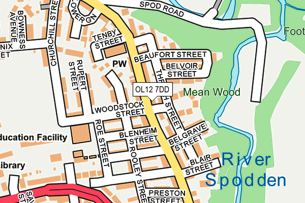 OL12 7DD map - OS OpenMap – Local (Ordnance Survey)