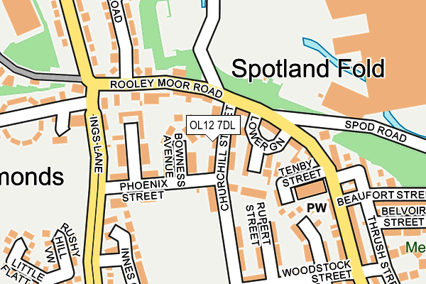 OL12 7DL map - OS OpenMap – Local (Ordnance Survey)