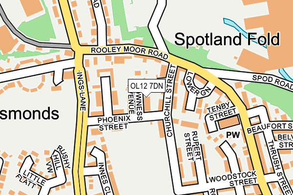 OL12 7DN map - OS OpenMap – Local (Ordnance Survey)