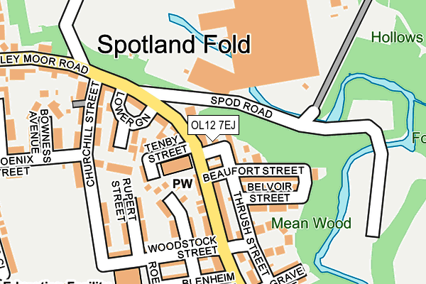 OL12 7EJ map - OS OpenMap – Local (Ordnance Survey)