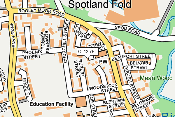 OL12 7EL map - OS OpenMap – Local (Ordnance Survey)