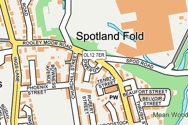 OL12 7ER map - OS OpenMap – Local (Ordnance Survey)