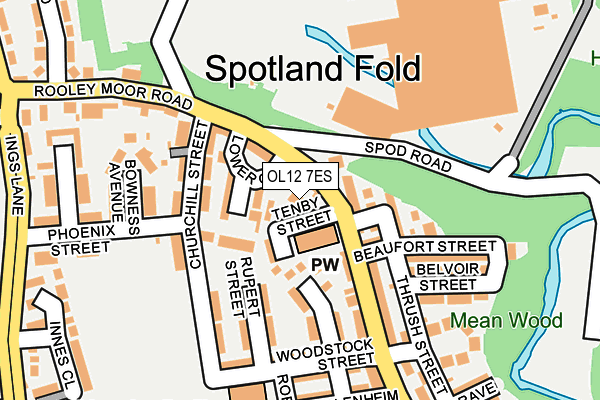OL12 7ES map - OS OpenMap – Local (Ordnance Survey)