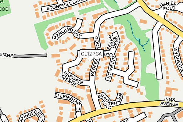 OL12 7GA map - OS OpenMap – Local (Ordnance Survey)