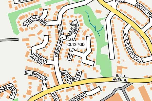 OL12 7GD map - OS OpenMap – Local (Ordnance Survey)