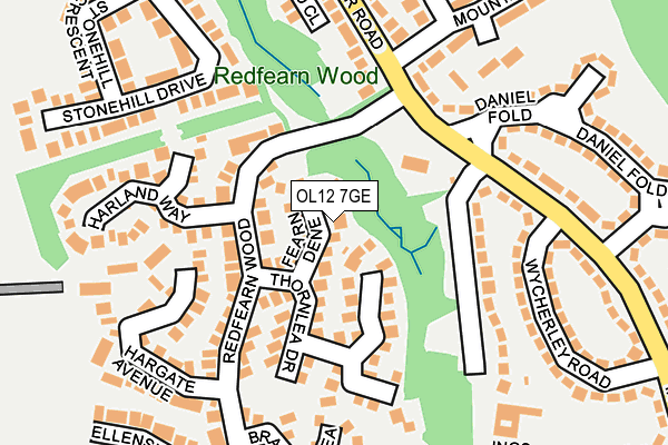 OL12 7GE map - OS OpenMap – Local (Ordnance Survey)