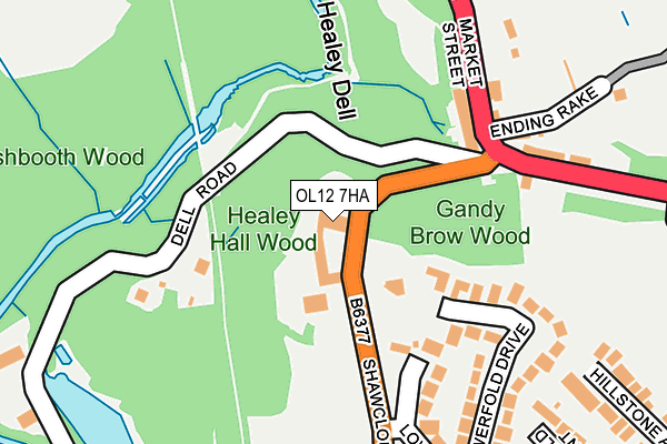 OL12 7HA map - OS OpenMap – Local (Ordnance Survey)