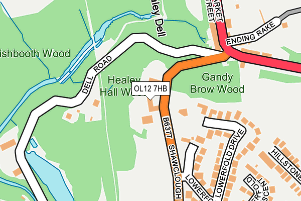 OL12 7HB map - OS OpenMap – Local (Ordnance Survey)