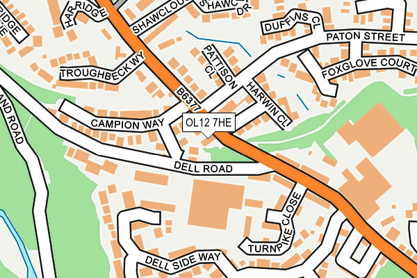 OL12 7HE map - OS OpenMap – Local (Ordnance Survey)