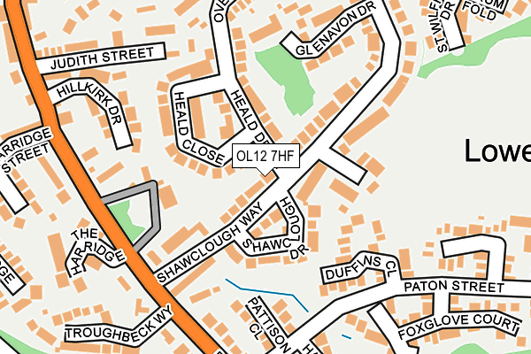 OL12 7HF map - OS OpenMap – Local (Ordnance Survey)