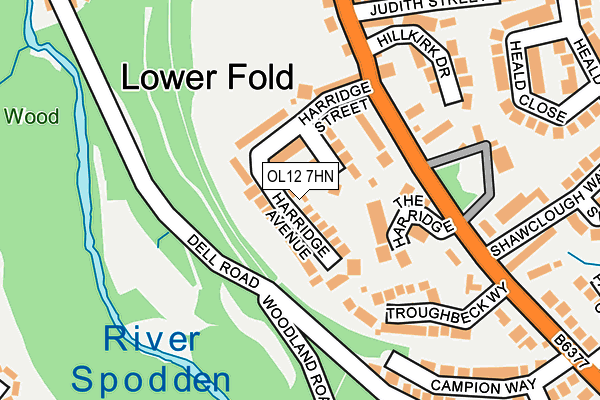 OL12 7HN map - OS OpenMap – Local (Ordnance Survey)
