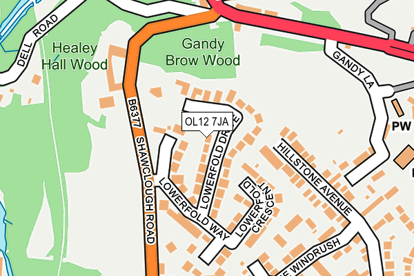 OL12 7JA map - OS OpenMap – Local (Ordnance Survey)