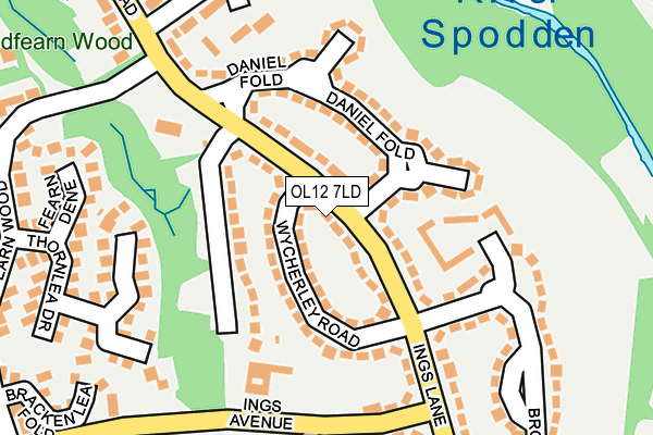 OL12 7LD map - OS OpenMap – Local (Ordnance Survey)