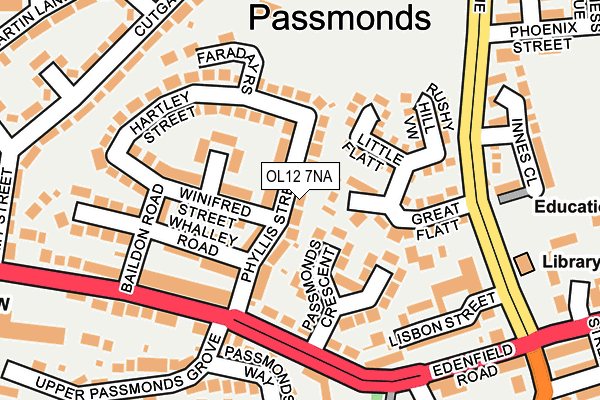 OL12 7NA map - OS OpenMap – Local (Ordnance Survey)