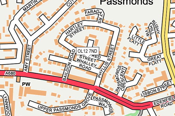 OL12 7ND map - OS OpenMap – Local (Ordnance Survey)