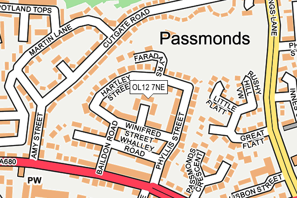 OL12 7NE map - OS OpenMap – Local (Ordnance Survey)