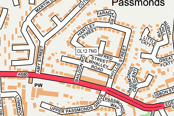 OL12 7NG map - OS OpenMap – Local (Ordnance Survey)