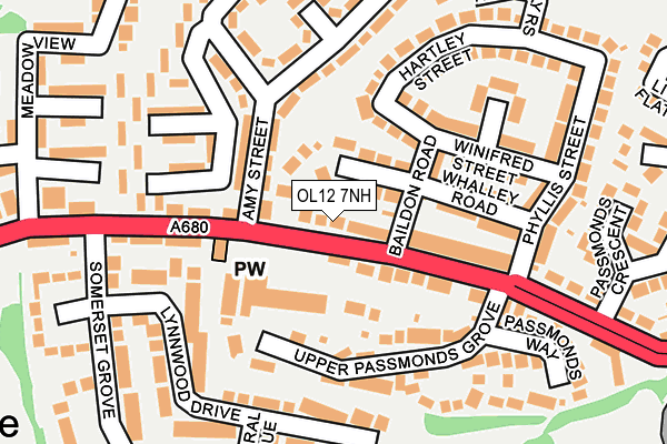 OL12 7NH map - OS OpenMap – Local (Ordnance Survey)