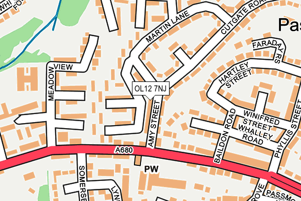 OL12 7NJ map - OS OpenMap – Local (Ordnance Survey)