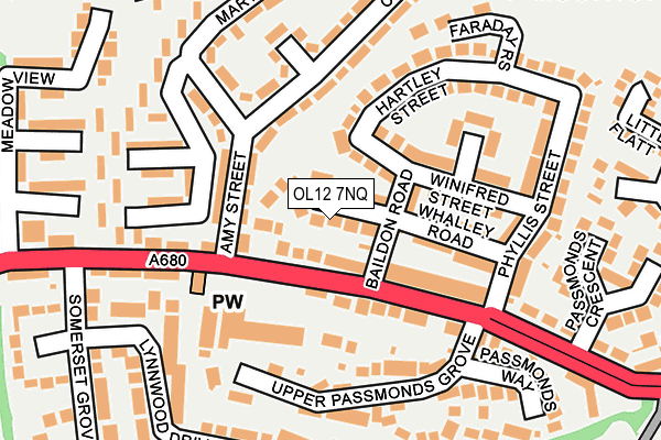 OL12 7NQ map - OS OpenMap – Local (Ordnance Survey)