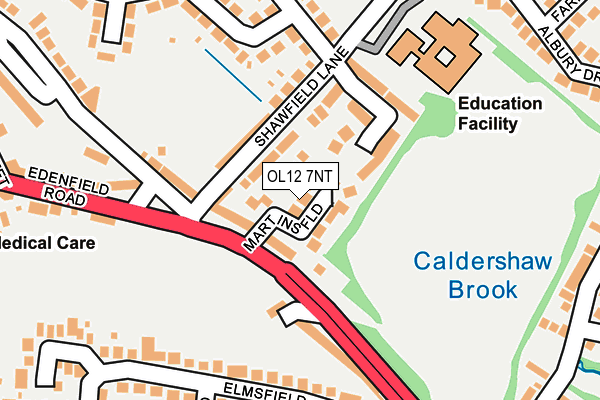 OL12 7NT map - OS OpenMap – Local (Ordnance Survey)