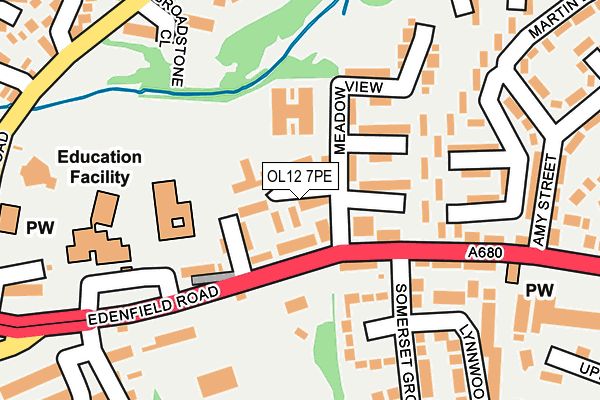 OL12 7PE map - OS OpenMap – Local (Ordnance Survey)