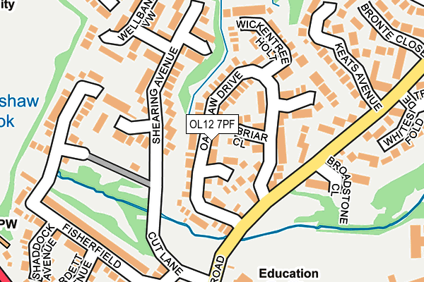 OL12 7PF map - OS OpenMap – Local (Ordnance Survey)