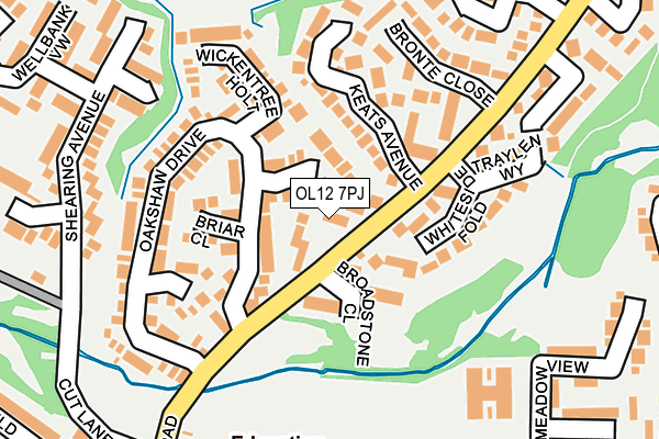 OL12 7PJ map - OS OpenMap – Local (Ordnance Survey)