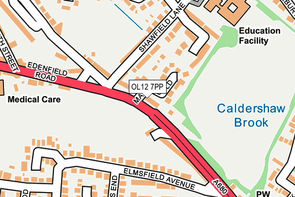 OL12 7PP map - OS OpenMap – Local (Ordnance Survey)