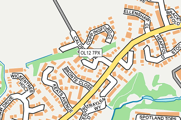 OL12 7PX map - OS OpenMap – Local (Ordnance Survey)