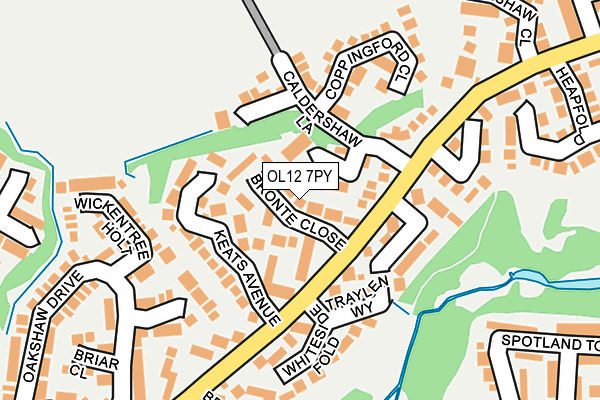 OL12 7PY map - OS OpenMap – Local (Ordnance Survey)