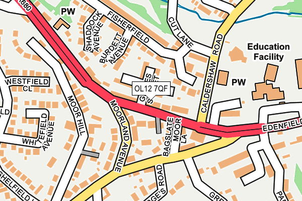 OL12 7QF map - OS OpenMap – Local (Ordnance Survey)