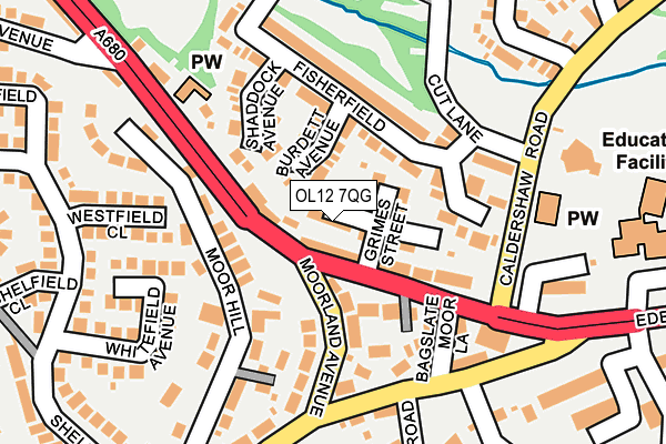 OL12 7QG map - OS OpenMap – Local (Ordnance Survey)