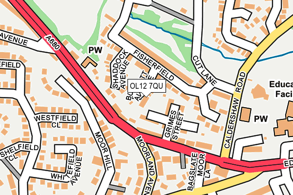 OL12 7QU map - OS OpenMap – Local (Ordnance Survey)