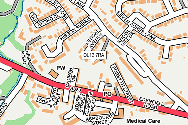 OL12 7RA map - OS OpenMap – Local (Ordnance Survey)