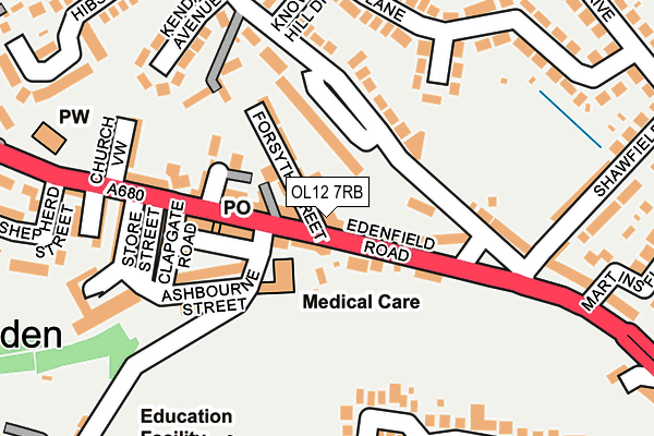 OL12 7RB map - OS OpenMap – Local (Ordnance Survey)