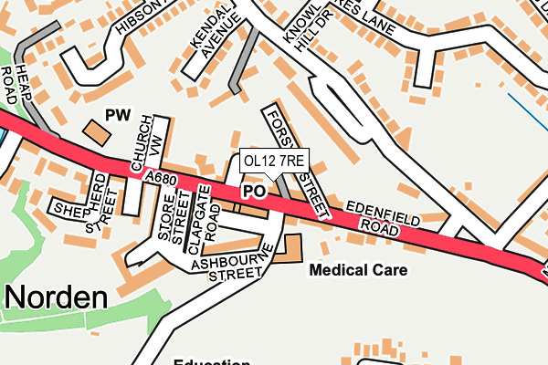 OL12 7RE map - OS OpenMap – Local (Ordnance Survey)