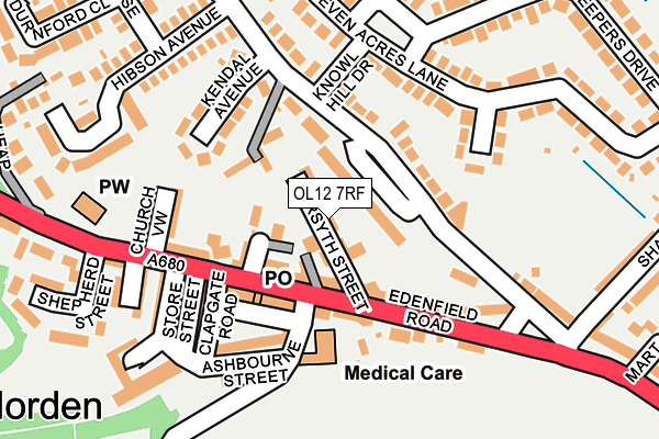 OL12 7RF map - OS OpenMap – Local (Ordnance Survey)