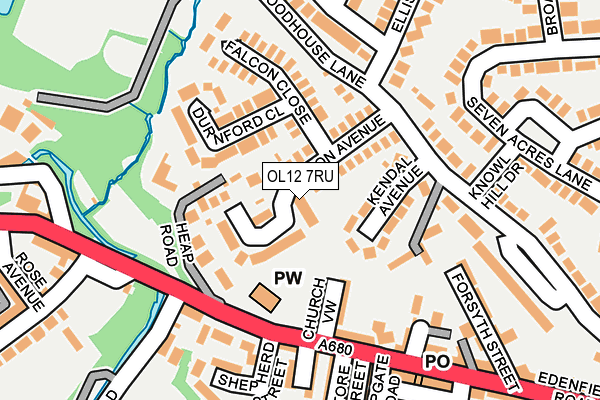 OL12 7RU map - OS OpenMap – Local (Ordnance Survey)