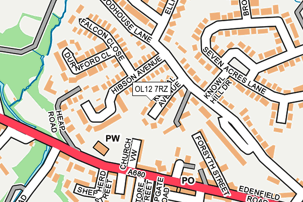 OL12 7RZ map - OS OpenMap – Local (Ordnance Survey)
