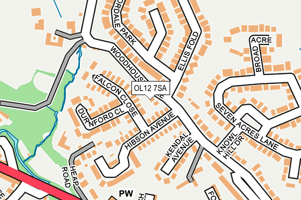 OL12 7SA map - OS OpenMap – Local (Ordnance Survey)