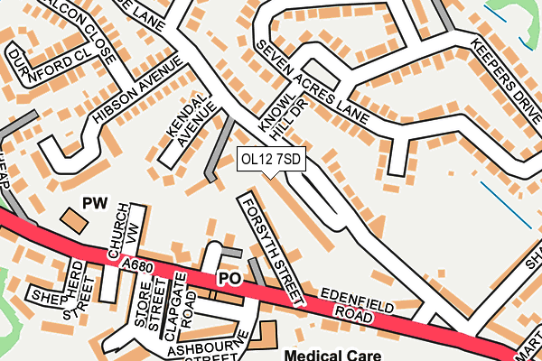 OL12 7SD map - OS OpenMap – Local (Ordnance Survey)