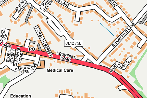 OL12 7SE map - OS OpenMap – Local (Ordnance Survey)