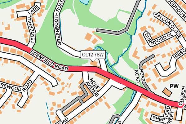 OL12 7SW map - OS OpenMap – Local (Ordnance Survey)