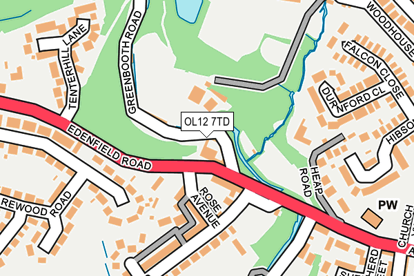 OL12 7TD map - OS OpenMap – Local (Ordnance Survey)