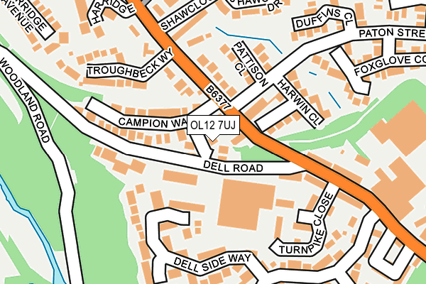 OL12 7UJ map - OS OpenMap – Local (Ordnance Survey)