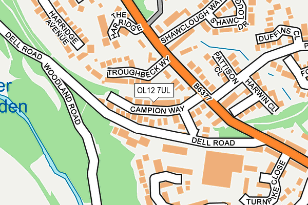OL12 7UL map - OS OpenMap – Local (Ordnance Survey)