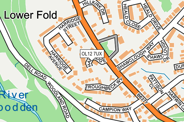 OL12 7UX map - OS OpenMap – Local (Ordnance Survey)