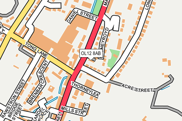 OL12 8AB map - OS OpenMap – Local (Ordnance Survey)